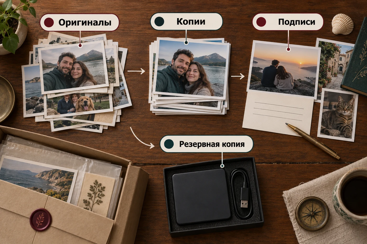 Объясняющая схема: Цифровая капсула времени из своих фотографий: порядок и оформление