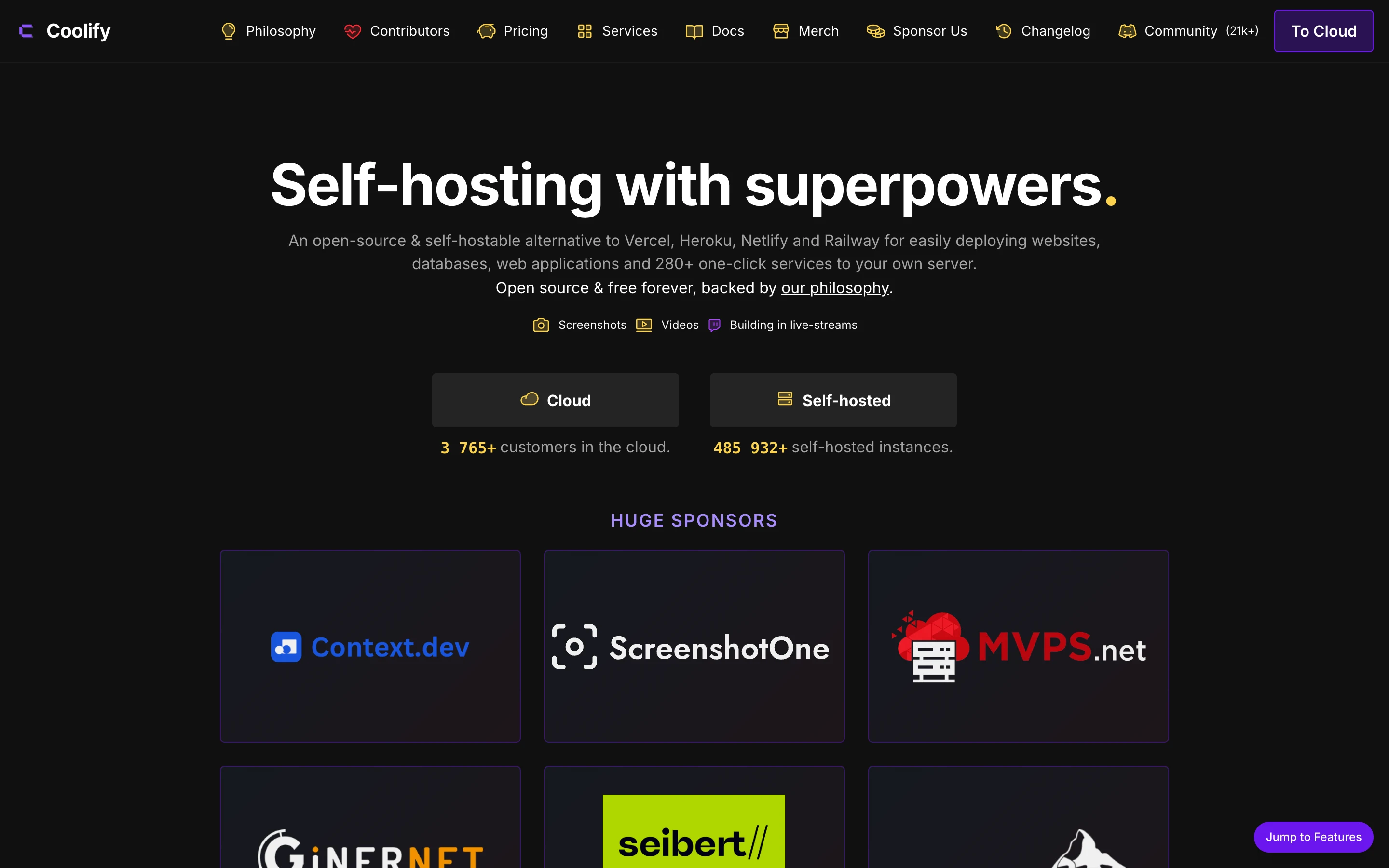 Главная coolify.io: Self-hosting with superpowers, альтернатива Vercel, Heroku, Netlify и Railway