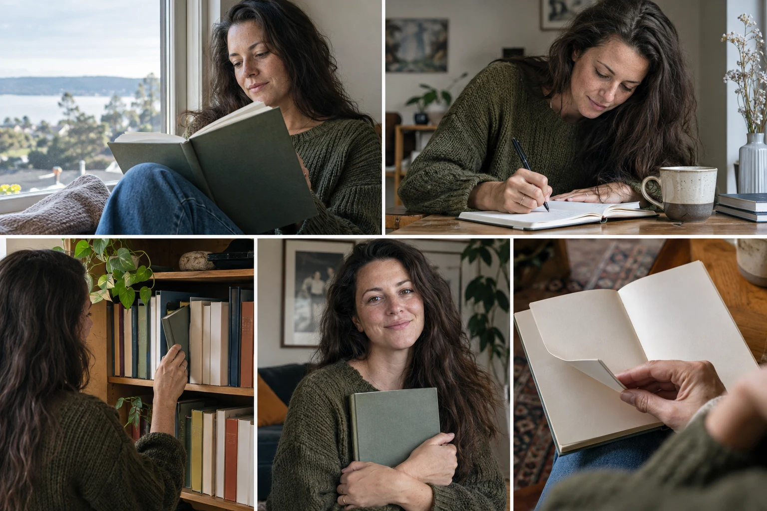 Фотореалистичный пример: Книжная фотосессия дома: пять сюжетов, реквизит и промпты