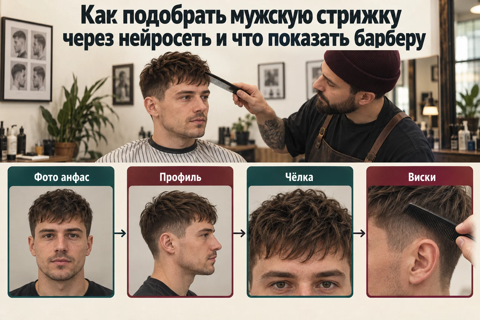 Объясняющая схема: Как подобрать мужскую стрижку через нейросеть и что показать барберу