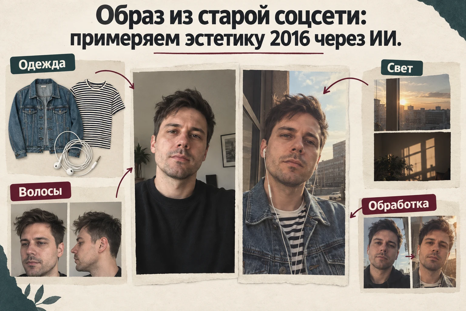 Объясняющая схема: Образ из старой соцсети: примеряем эстетику 2016 через ИИ